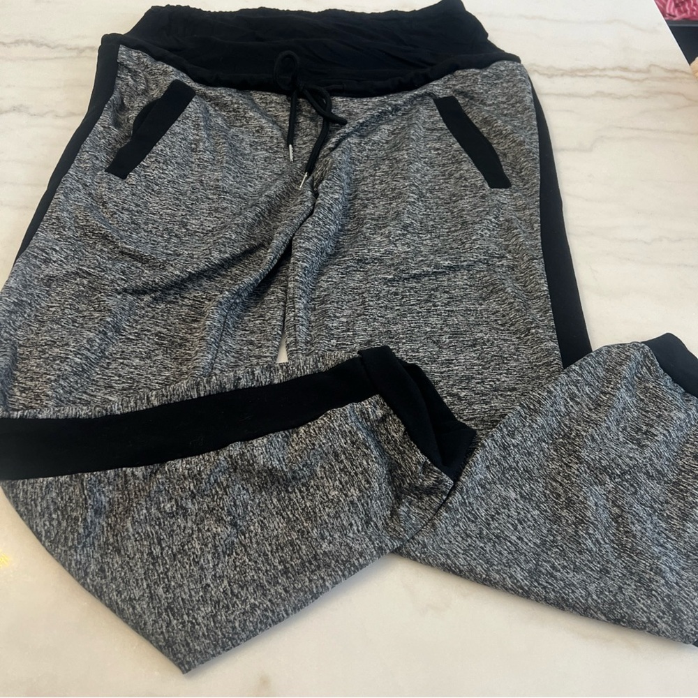 SHEIN Maternity Black And Gray Joggers Sweatpants Casual Large